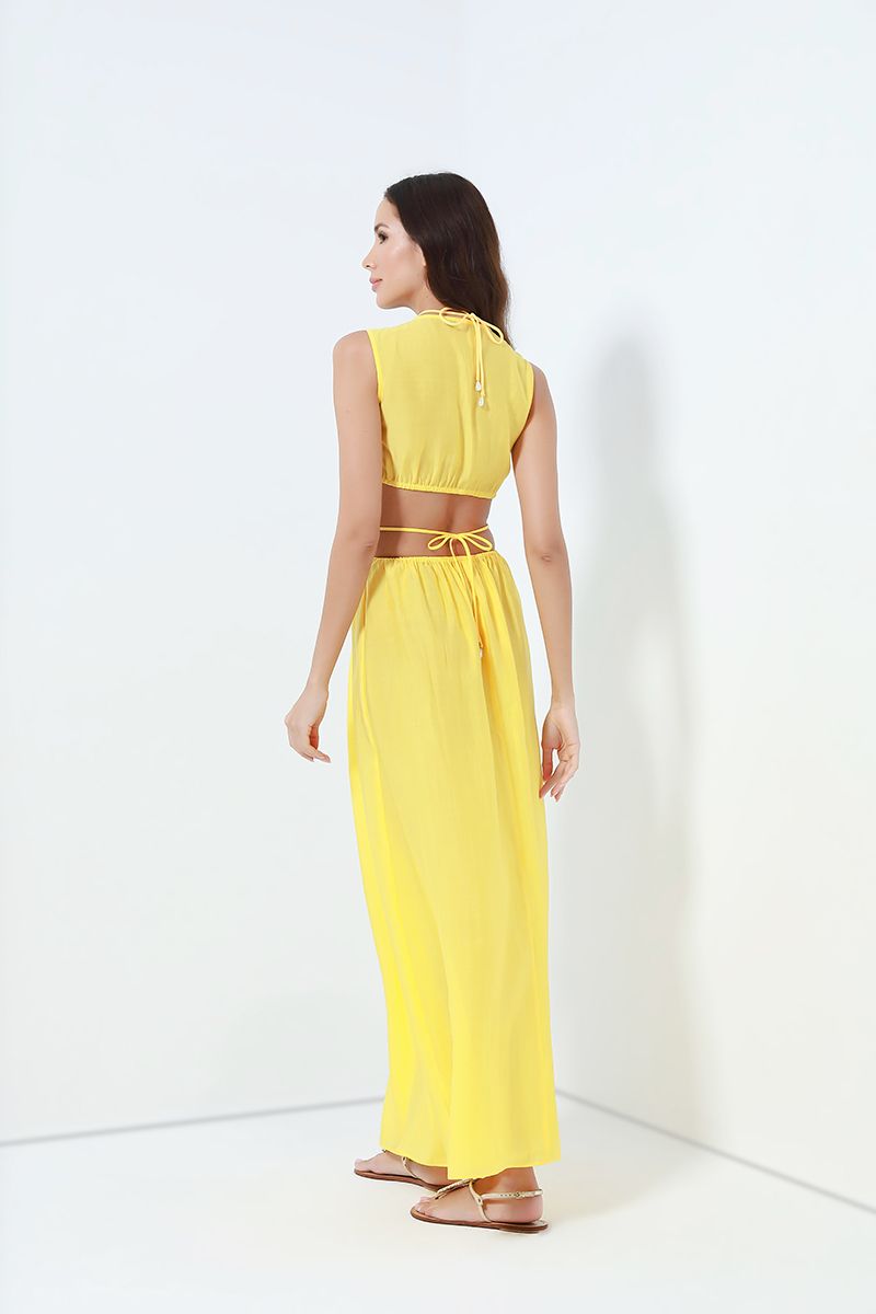 Cutout yellow dress