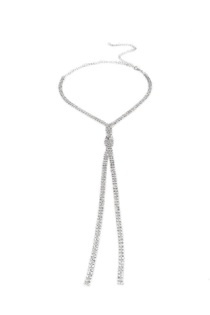 Long-length silver necklace