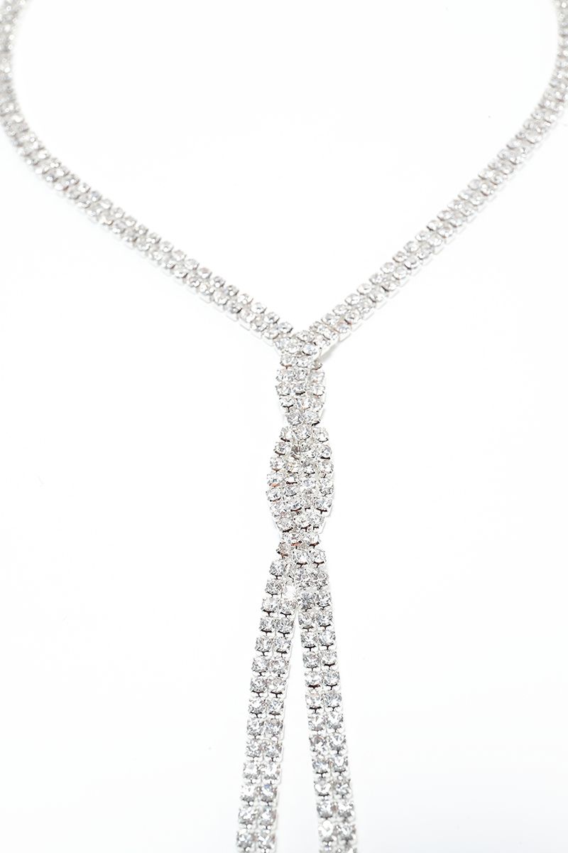 Long-length silver necklace