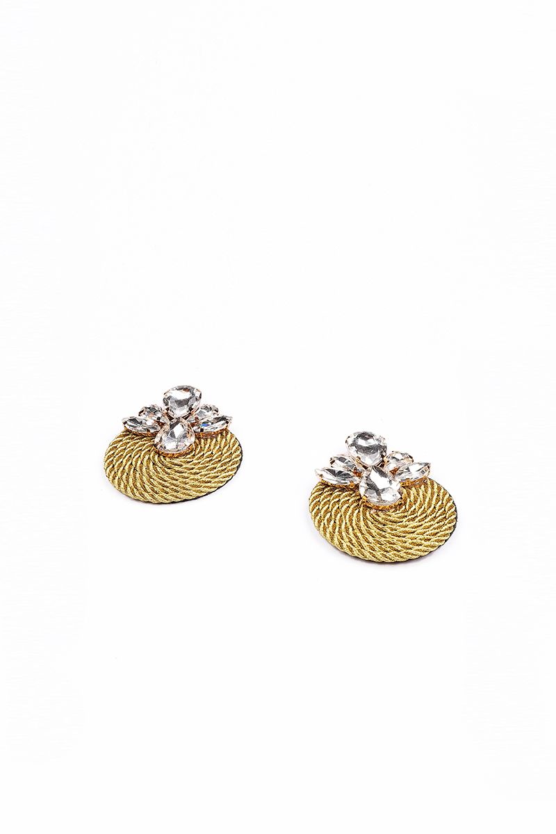 Gold round earrings