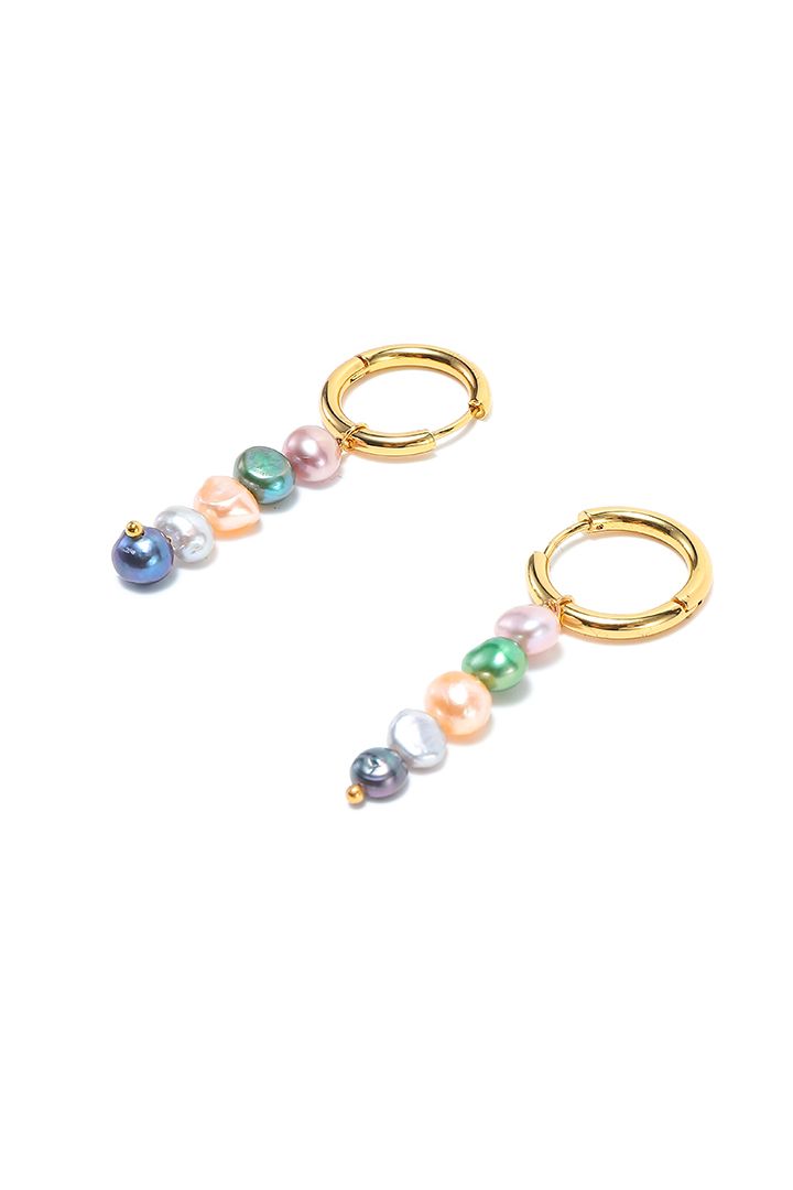 Multi tone pearls earrings