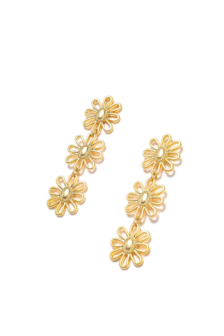 Floral long drop earrings