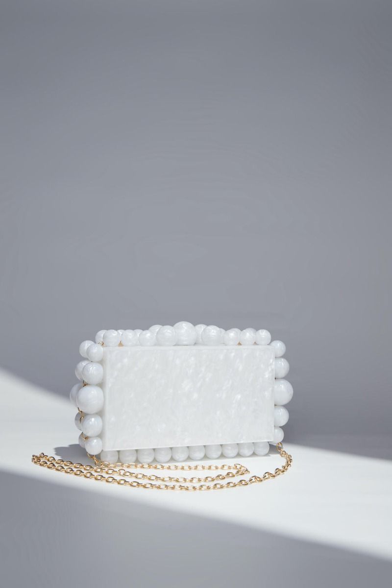 white acrylic clutch