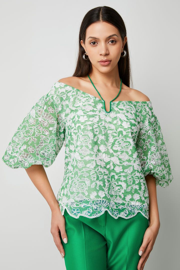 Off-shoulder lace blouse
