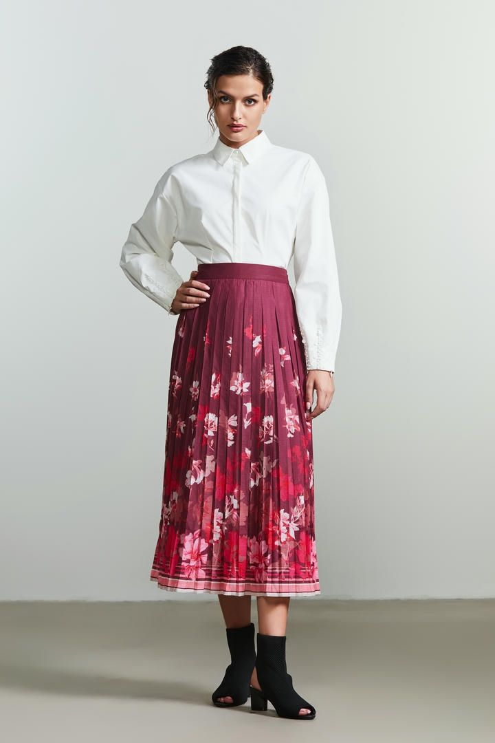 Printed pleats skirt