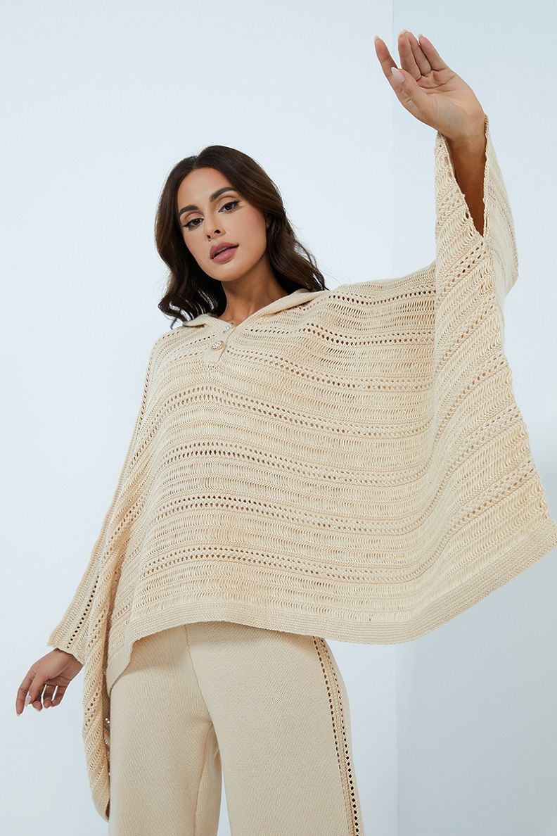 Hooded poncho sweater