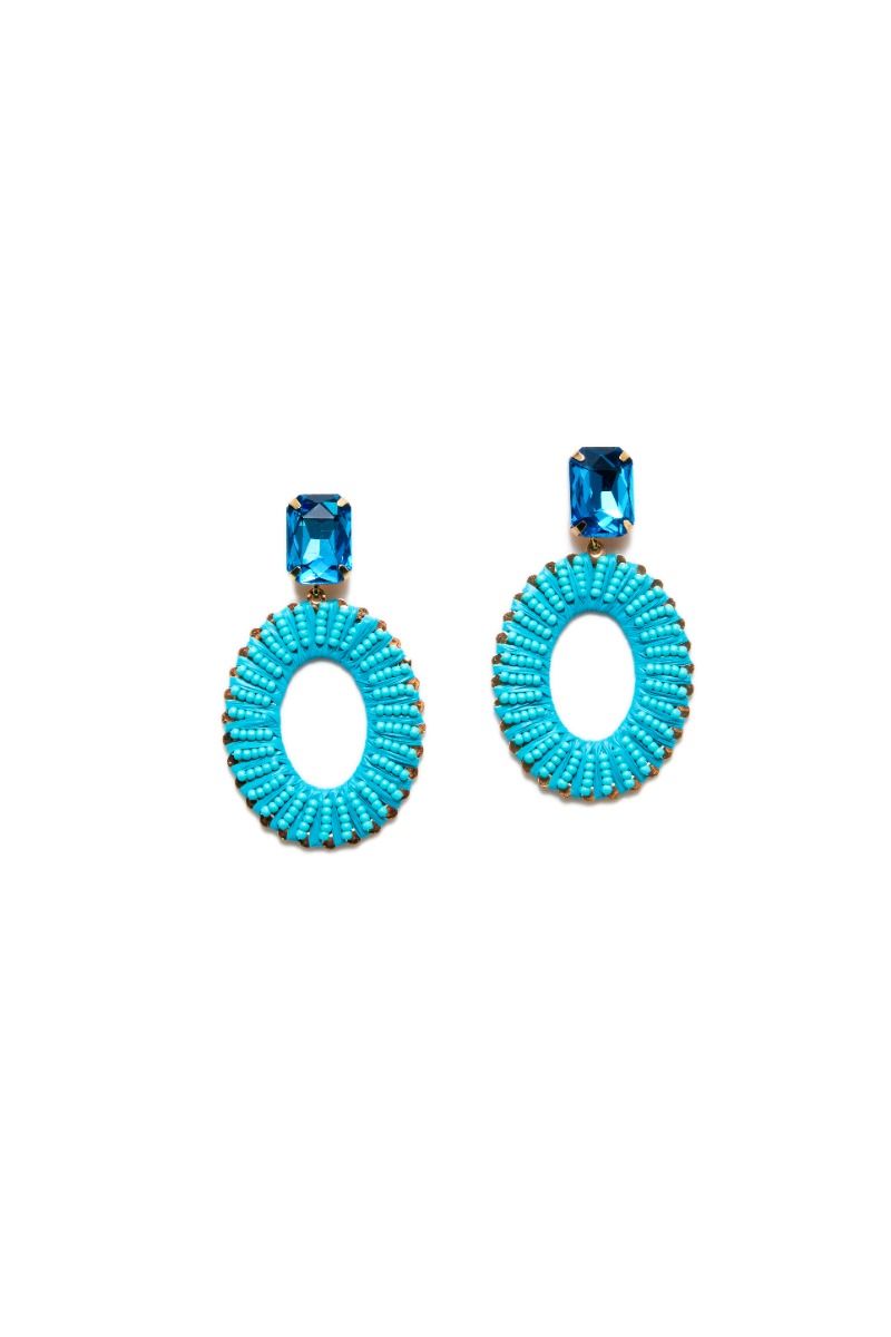 Blue oval earrings