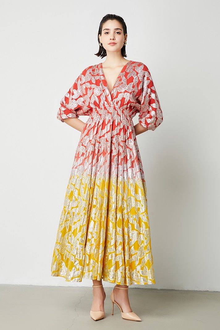 Brocade gradian color dress