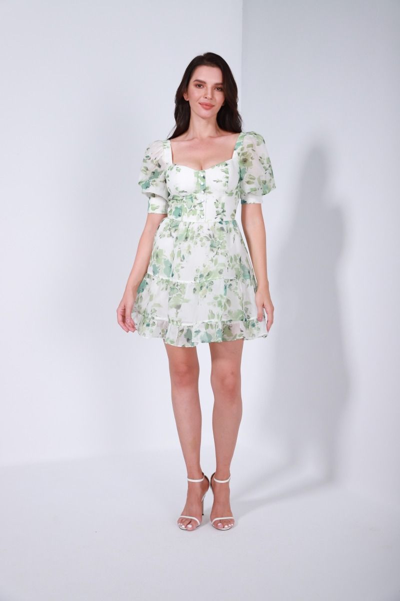 Floral organza mini dress