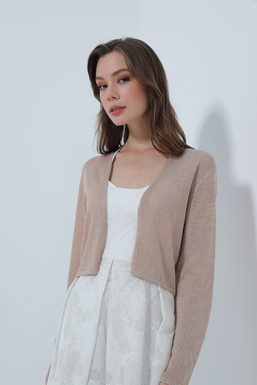 cropped golden cardigan