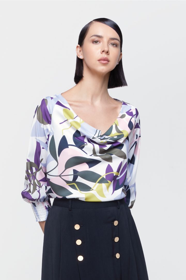 Blouse  Olive + Off white mix printed