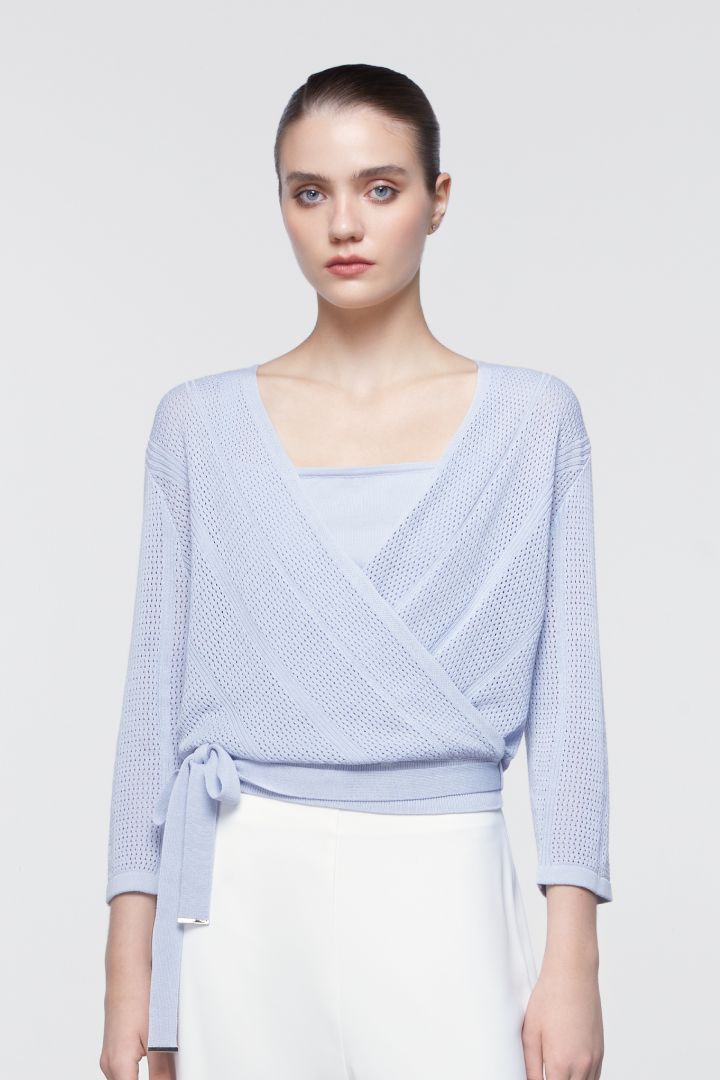 Belted Wrap Knitted Top