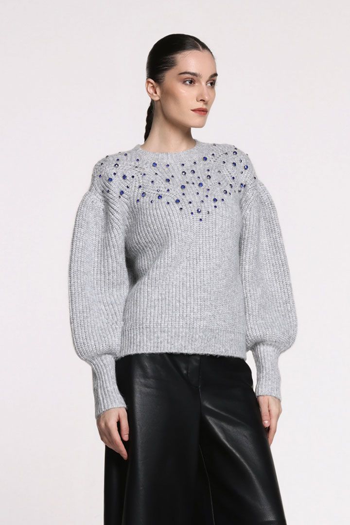 crystal-embellished knitted jumper