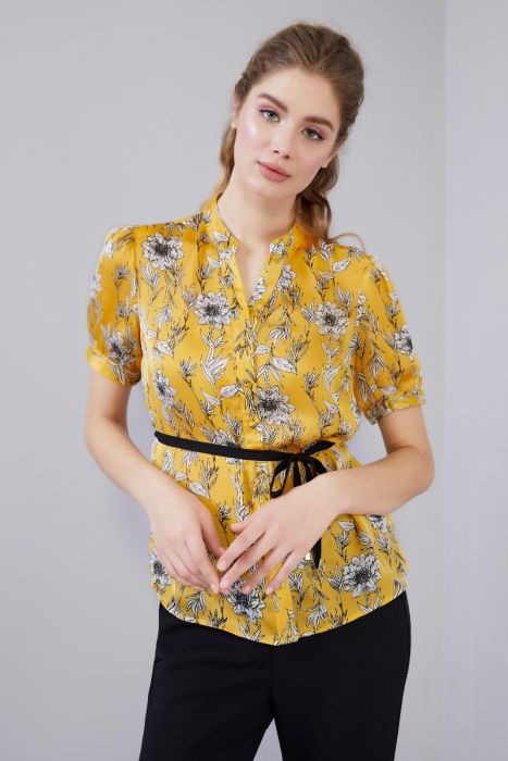 floral yellow blouse