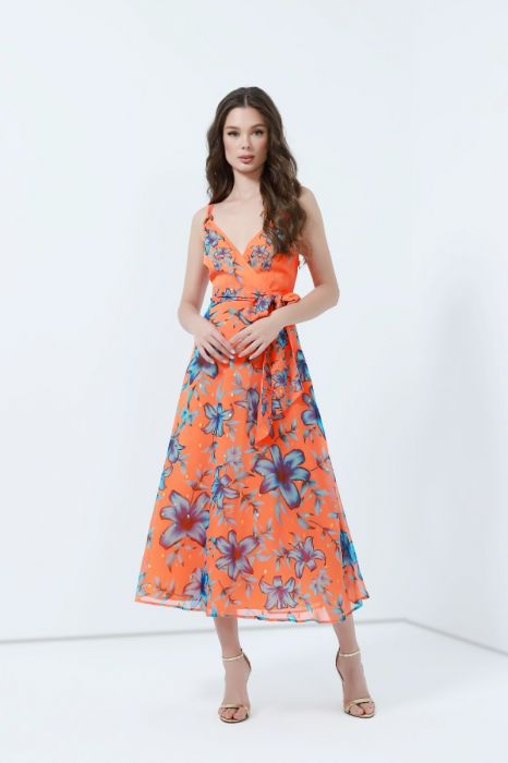 floral print chiffon dress