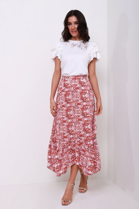 Printed asymmetrical skirt