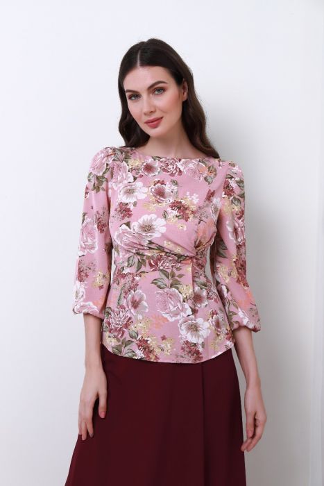 floral ruched side blouse