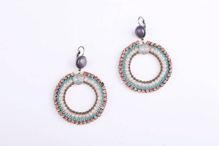 Rhinestones circle earrings
