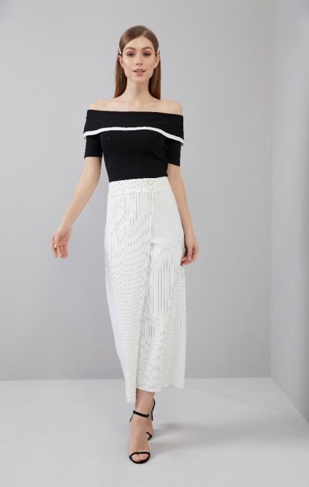 striped culotte pants