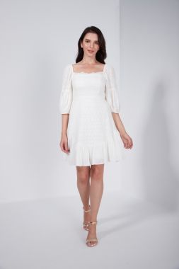 Cotton puffed sleeves dress