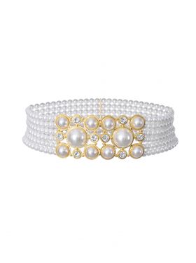 wide pearl embellishment belt