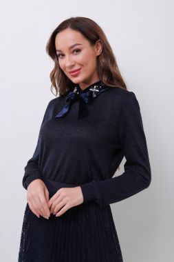 Embellished bow tie pullover