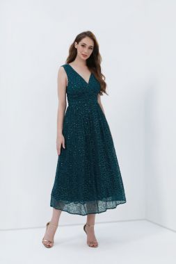 SEQUINED LACE DRESS
