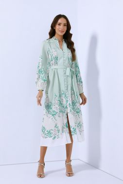 printed buttoned line dress
