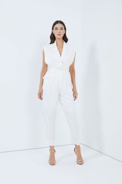 Collared white Jumpsuits