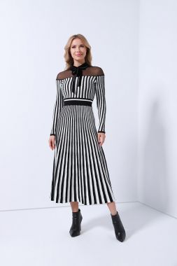 Striped pleated dress