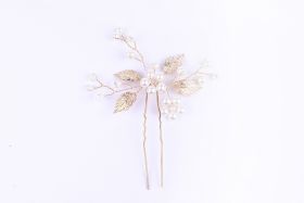 Hair Pin Gold & Off White Pearls